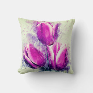 Almofada Tulipas de Aquarela Púrpura