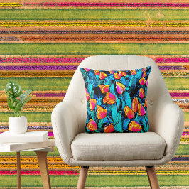 Almofada Tulipas de Artsy Laranja e Dourada