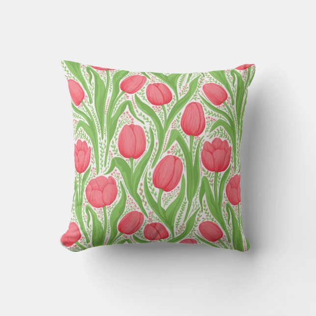 Almofada Tulipas em vermelho e verde (Frente)