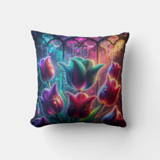 Almofada "Tulipas Encharcadas em Chuva Elegante em Janelas 