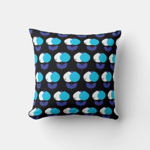 Almofada Tulipas Geométricas Azul e Preto