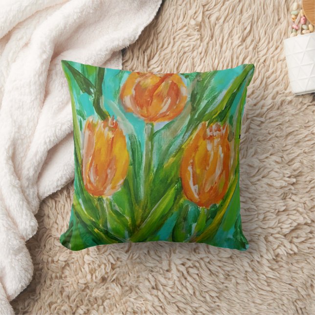 Almofada Tulipas Laranja (Cobertor)