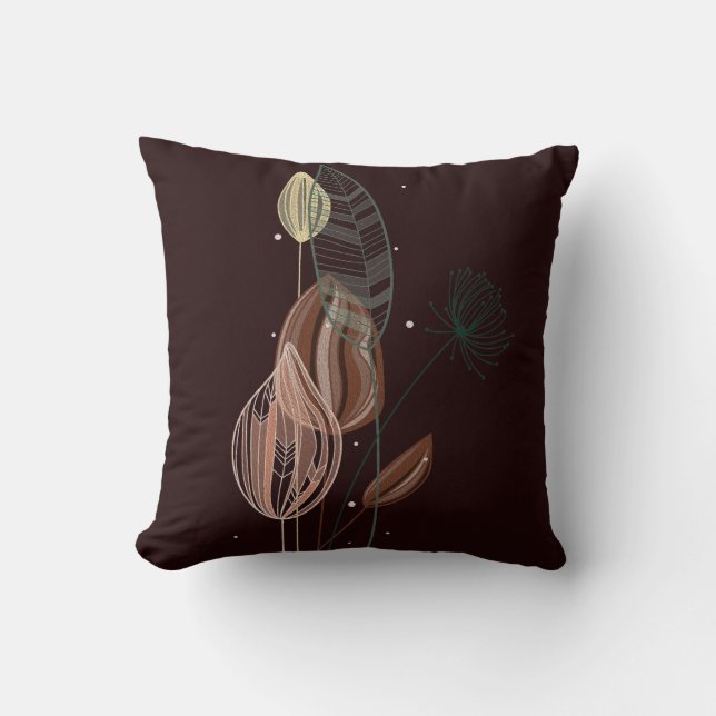 Almofada Tulipas Mínimas de Cor-de-rosa e Dourada abstrato (Frente)