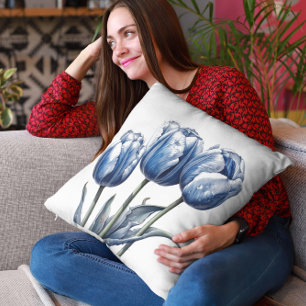 Almofada Tulipas no Azul Delft