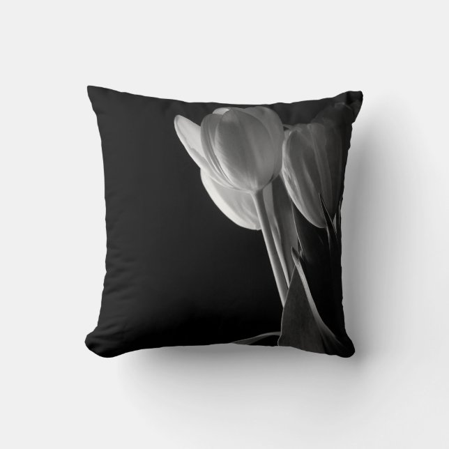 Almofada Tulipas pretas & brancas (Frente)