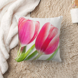 Almofada Tulipas Rosa com Foto de Folhas Verdes