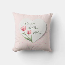 Almofada Tulipas Rosa Presente do Dia das Mães Coração