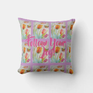 Almofada Tulipas Rosa Tulipas Florais De Mola De Água Púrpu