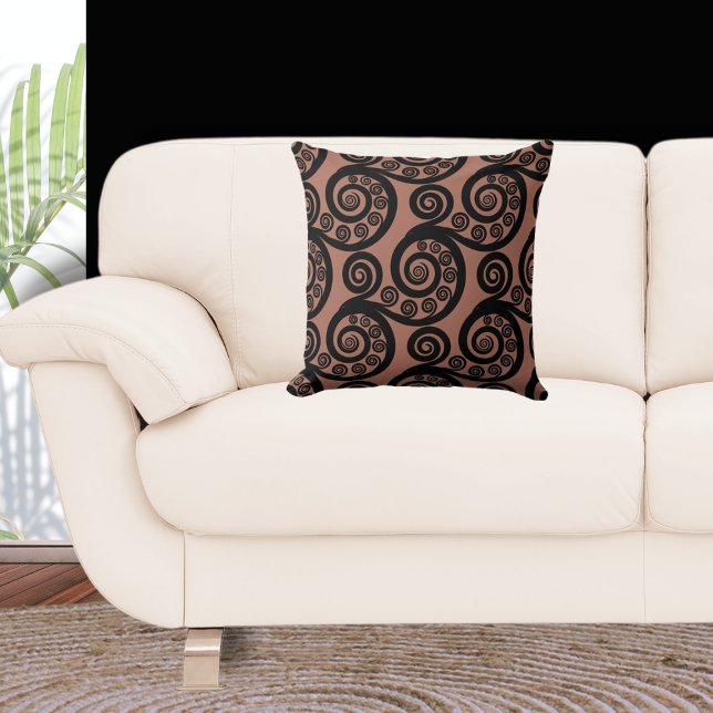 Almofada Turbilhão Terrestre de Bronze e Fern Preto (Curl Pattern)