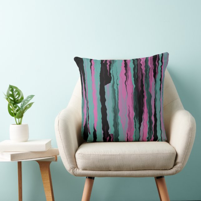 Almofada Turquesa, abstrato preto e rosa (Cadeira)