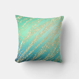 Almofada Turquesa Azul Água Verde Dourado