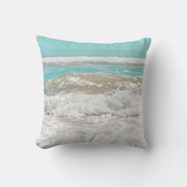 Almofada Turquesa Azul Céu Azul Ondas do Mar