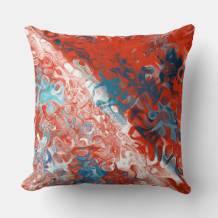Almofada Turquesa Azul e Abstrato Vermelho