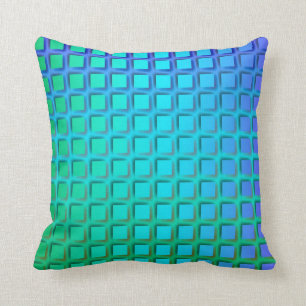 Almofada Turquesa azul e teste padrão verde dos quadrados