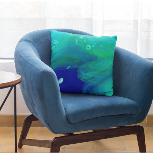Almofada Turquesa Azul Marinho Fluid Art Espirais Marmoread