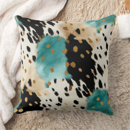 Almofada Turquesa Black Cream Western Cowhow Dourado