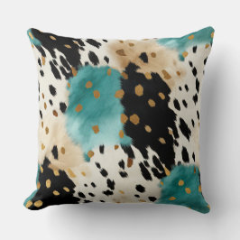 Almofada Turquesa Black Cream Western Cowhow Dourado