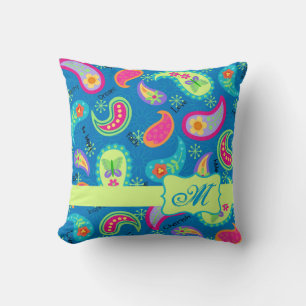 Almofada Turquesa Blue Green Modern Paisley Pattern