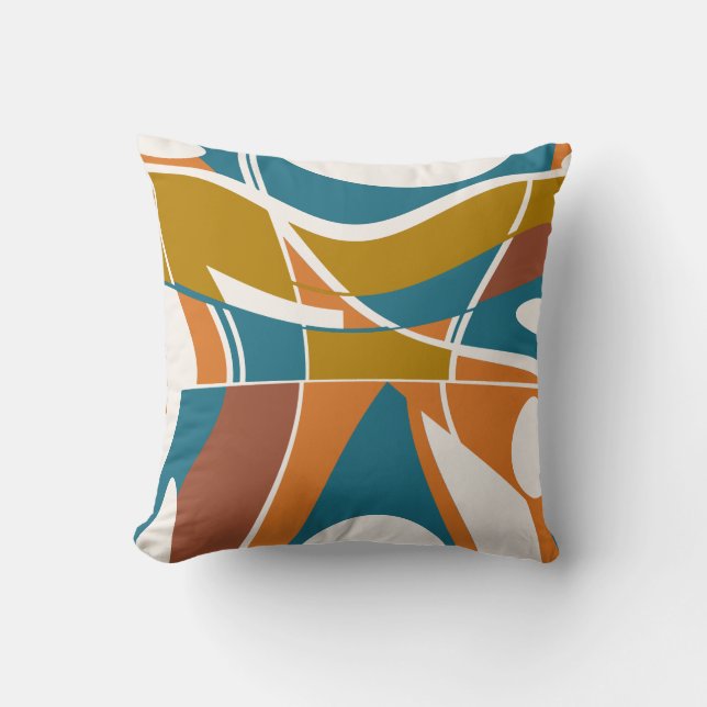 Almofada Turquesa de ferrugem Dourada laranja no Motif Inve (Frente)