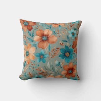 Almofada Turquesa e Floral de Bronze