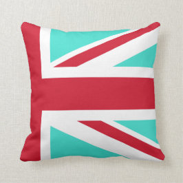 Almofada Turquesa e Vermelho Union Jack Metade