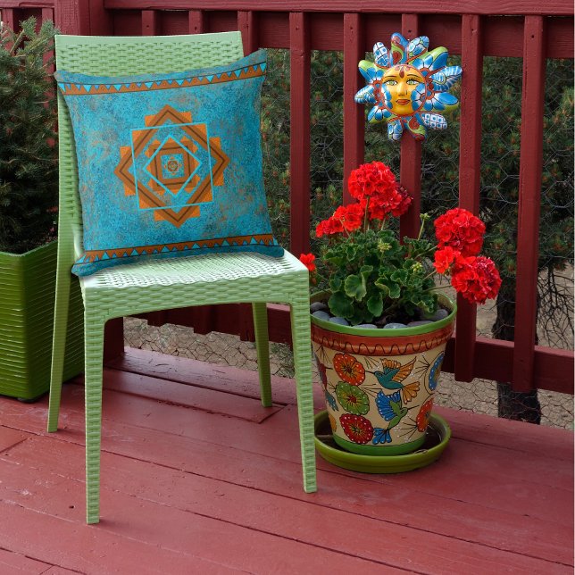 Almofada Turquesa Geométrica de Picos do Sudoeste da Montan (Criador carregado)