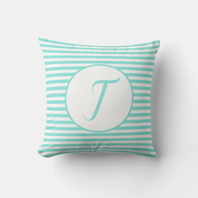 Almofada Turquesa - Letra Monograma - Rasgos Cushion (Frente)