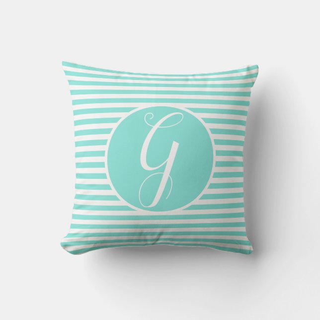 Almofada Turquesa - Letra Monograma - Rasgos Cushion (Frente)