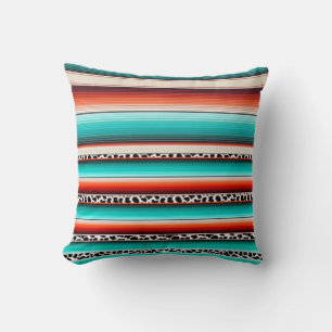 Almofada Turquesa Ocidental Terracotta Stripes Impressão