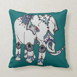 Almofada Turquesa profunda coxim Embellished do elefante