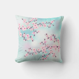 Almofada Turquesa rosa-rosa do Floral Cherry Blossom