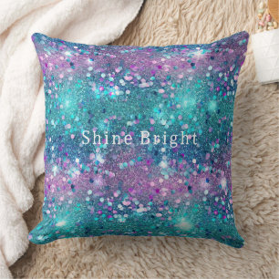 Almofada Turquesa Roxa Sereia Sparkle Girly Glitz