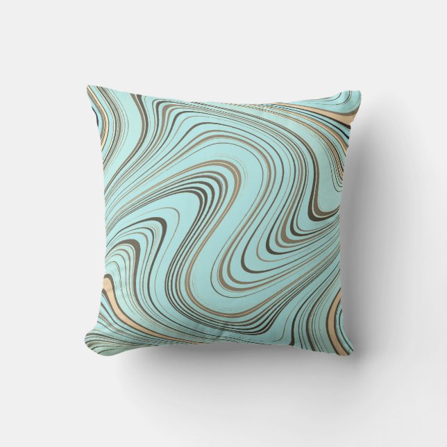 Almofada Turquesa russa e curva Dourada (Frente)