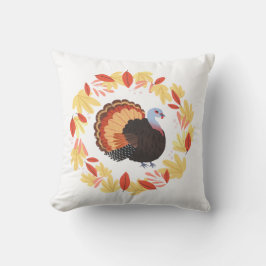 Almofada Turquia e Folhas de Ação de Graças