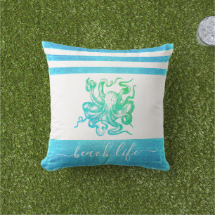 Almofada Turquoise Blue Octopus Beach