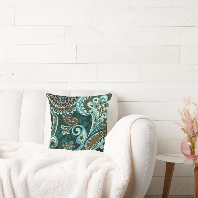 Almofada Turquoise Brown Vintage Paisley (Sofá)