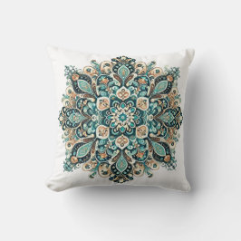 Almofada Turquoise Paisley Mandala com Destaques Dourados 1