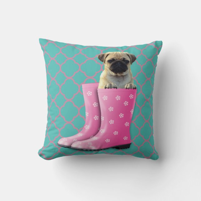 Almofada Turquoise Pink Home Decor PUG (Frente)