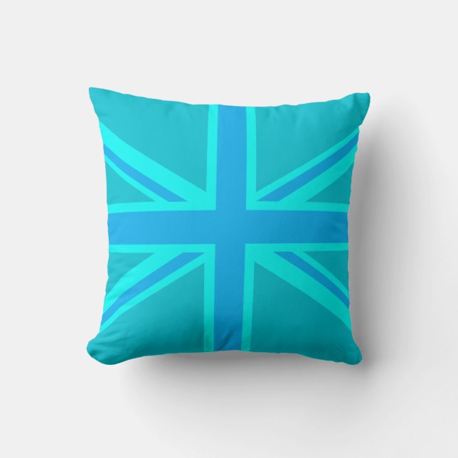 Almofada Turquoise Union Jack British Flag (Frente)