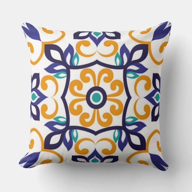 Almofada Tuscan Verve Vibrant Scrollwork  Mediterranean  (Frente)