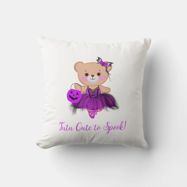 Almofada Tutu Cute to Spook! Teddy Bear Witch Ballerina (Frente)