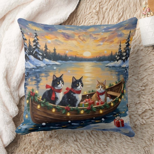 Almofada Tuxedo Cat Christmas Boat Holiday (Cobertor)