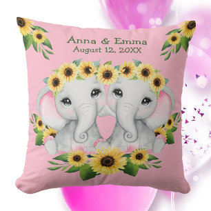 Almofada Twin Sunflower Baby Elephant Girls