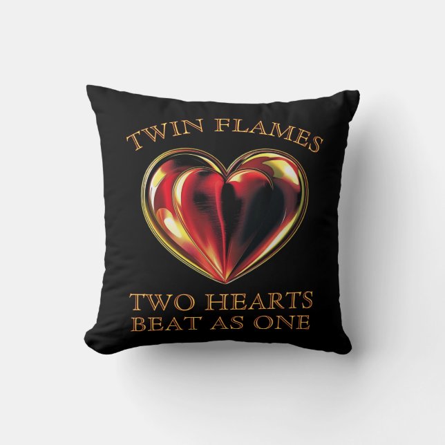 Almofada Twinflames Two Hearts Beat As One Soulmate Love (Frente)
