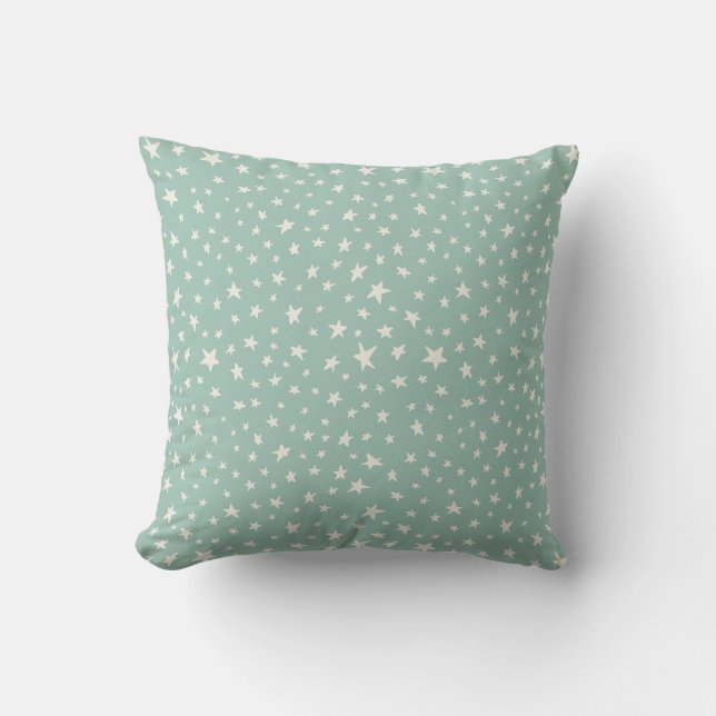 Almofada Twinkle Stars dusty teal and cream (Frente)