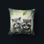 Almofada Two Baby Raccoons in the Rain<br><div class="desc">Two Baby Raccoons in the Rain</div>