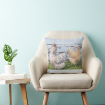 Two Chickens Farmhouse Kitchen Country Pillow
