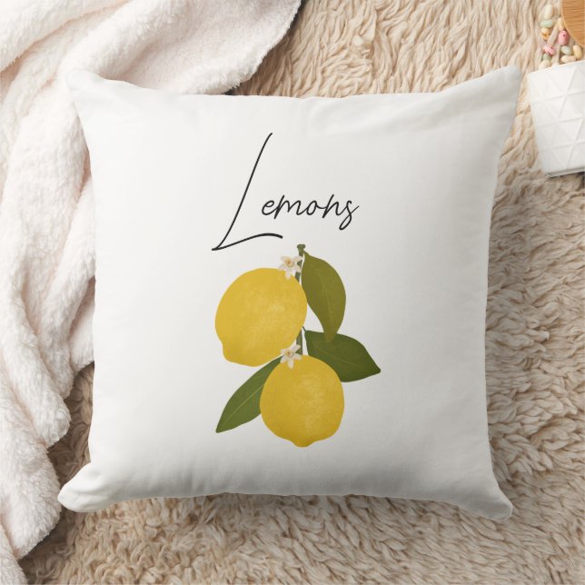 Almofada Two Lemons with Green Leaves | Fresh Citrus  (Cobertor)