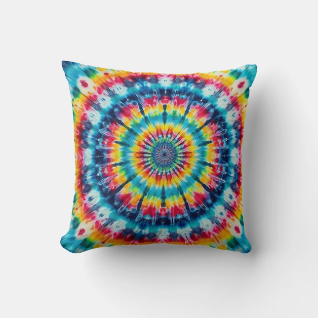 Almofada Tye-Dye Psicodélico Quadrado Sala de Estar ou Quar (Frente)