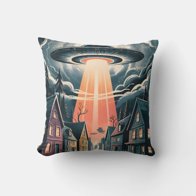 Almofada UFO Abduction Night Street Illustration (Frente)
